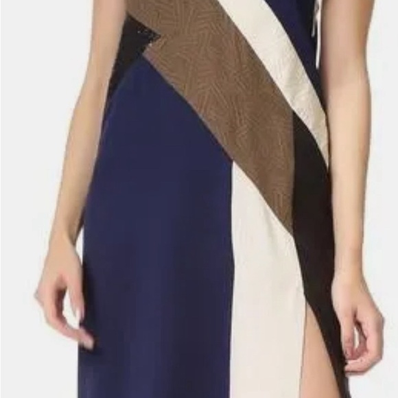 DIANE VON FURSTENBERG 'FREDERICA' Dress Tan/Midnight/Black/Khaki Brown Size 2 - Picture 9 of 16